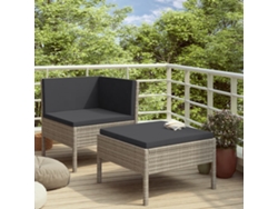 Conjunto de jardín de 2 piezas DKD Home Decor con cojines de mimbre gris