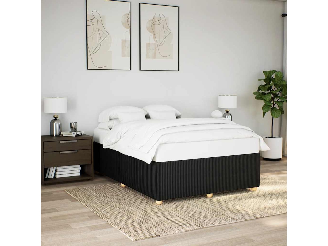 Cama Sin Colchón Tela Negro 160x200 Cm