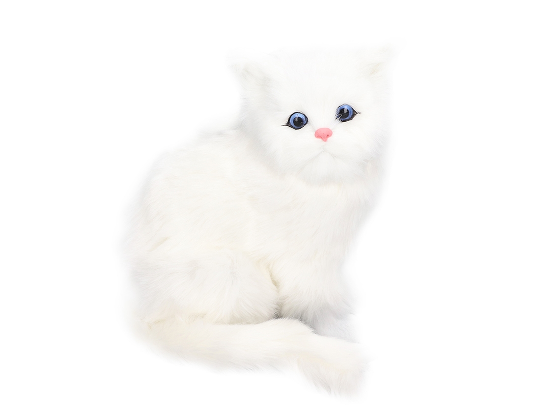 Lindo juguete de peluche blanco con forma de gato y batería de 84 mAh.