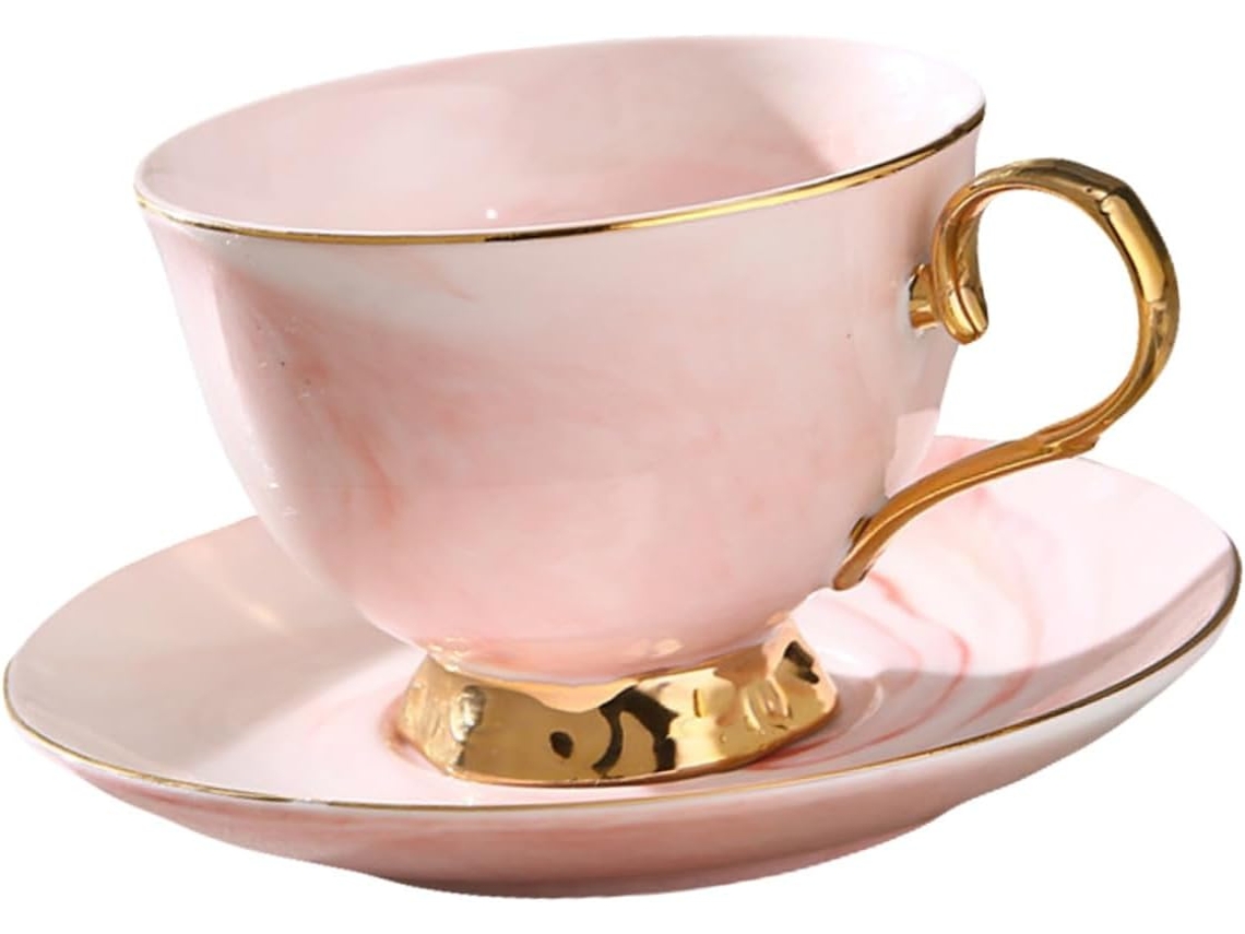 Taza De Café De Cerámica Con Platillo, Diseño De Mármol Nórdico, Diseño Simple, Rojo Y
