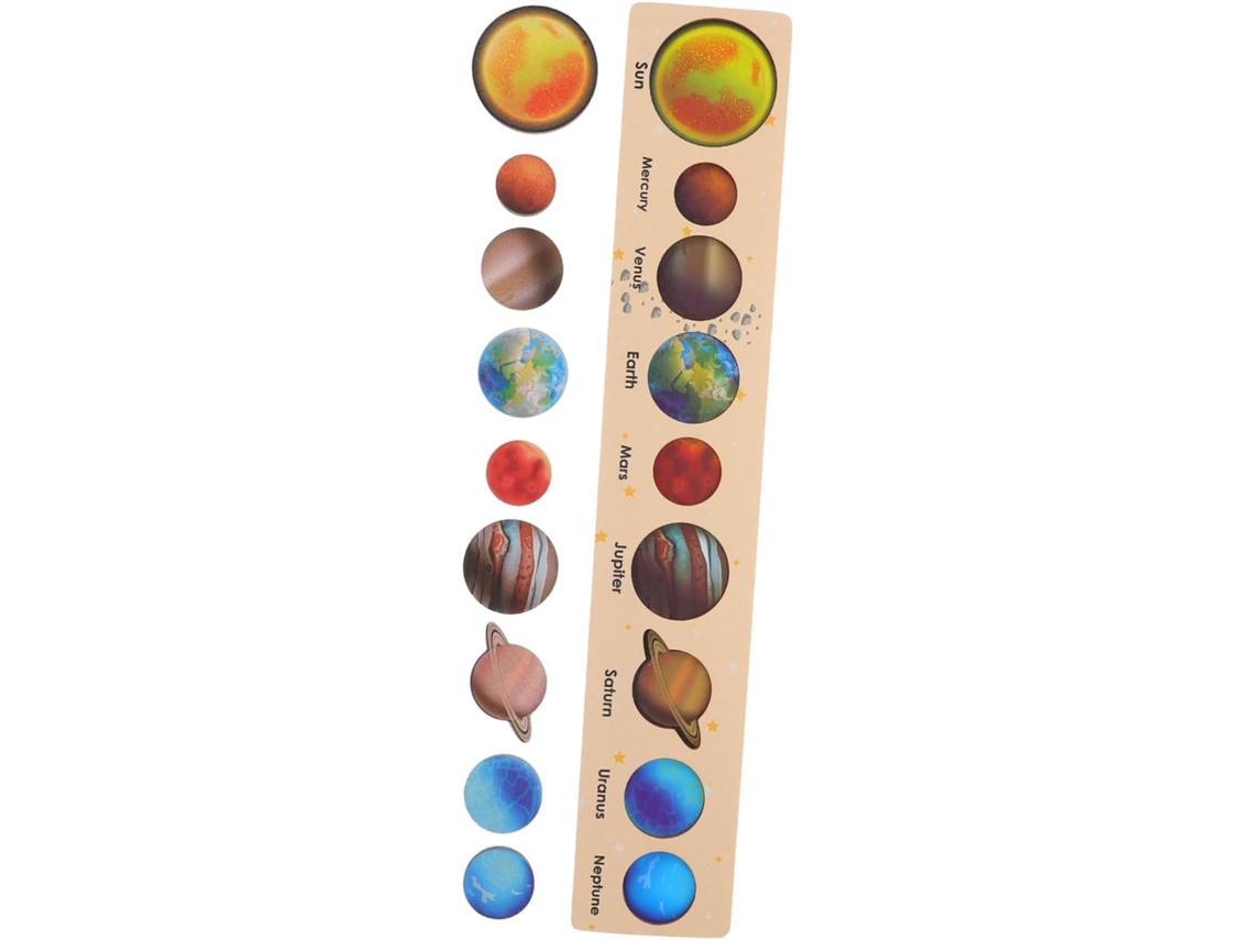 Rompecabezas del Sistema Solar para Niños y Niñas, Tablero de Juego de Emparejamiento de Madera, Juguete Educativo Espacial CHABERLU