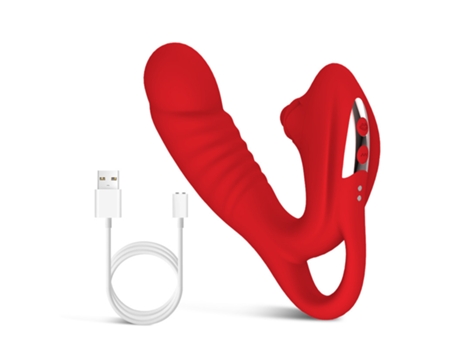 Vibrador de silicona de doble motor, masajeador femenino (rojo) ENZONS