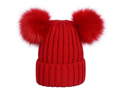 Gorro De Lana De Invierno Para Mujer Con Doble Pompón, Gorro De Felpa De Moda Coreana Con Diseño De Imitación De Zorro, Hsk 2 Piezas