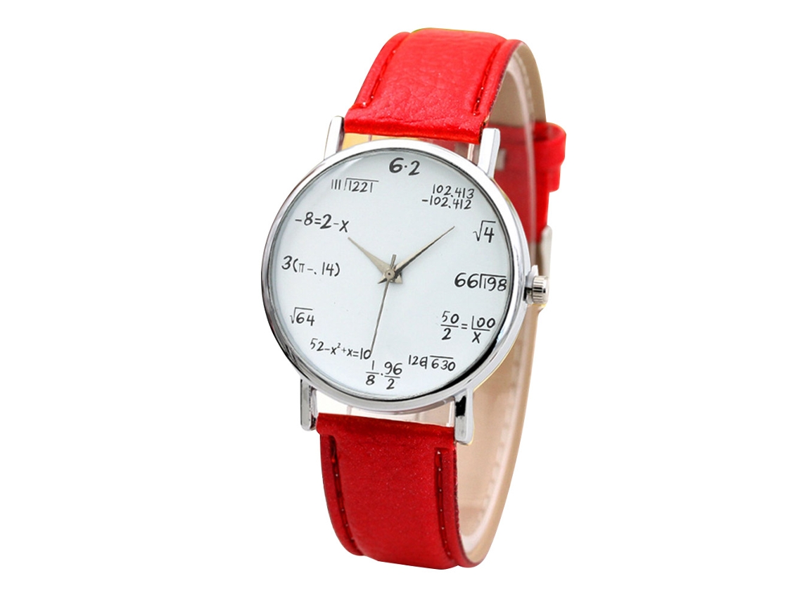 Reloj De Pulsera De Cuarzo Sencillo Para Mujer Con Correa De Piel Sintética Roja.