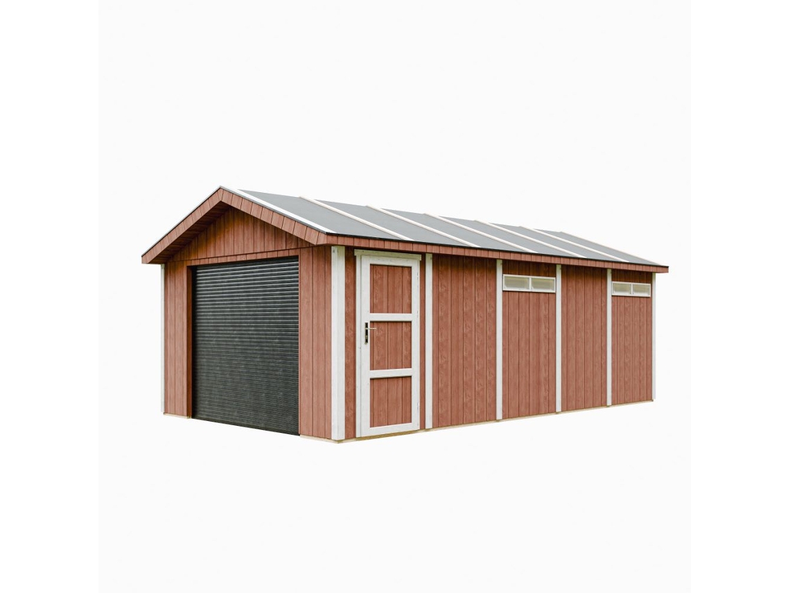 Garaje de primera calidad 21 m² An. 378 x L. 648 cm Timbela M992b Redwood Red