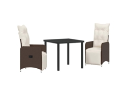 Maison Exclusive - Conjunto De Comedor De Jardín 3 Pcs Marrón Ratán Sintético
