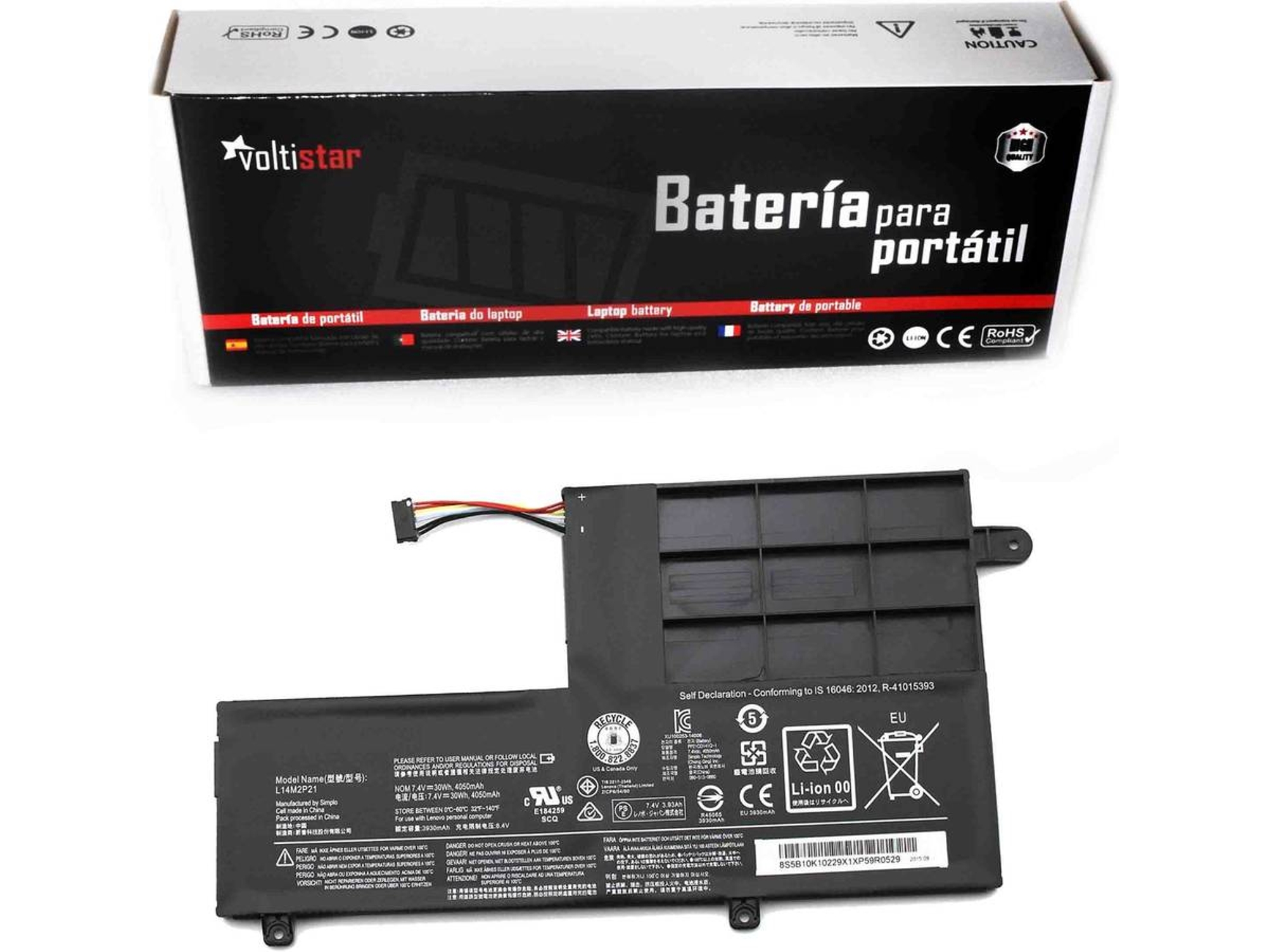 Batería para Portátil VOLTISTAR Lenovo Yoga 500-14Isk 80R5 80Rl L15C2Pb1