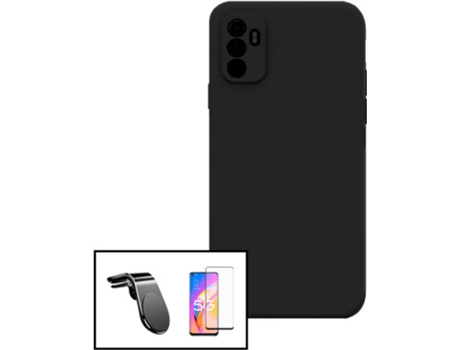 Kit Protector de Pantalla de Cristal Templado 5D Full Cover + Carcasa Silicona Líquido + Soporte Magnético L Safe Driving Coche para Oppo F19 Pro+ ...