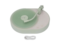 Altavoz Bluetooth Yunzii con forma de tocadiscos para dormitorio, escritorio, aromaterapia, luz nocturna LED verde