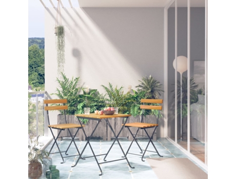Mesa y sillas bistró plegables 3 Piezas madera maciza de acacia MAISON EXCLUSIVE