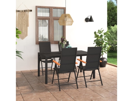 Conjunto 5 de comedor para jardín VIDAXL negro y marrón