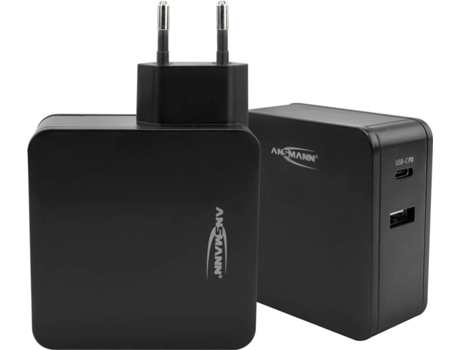 Cargador de Pared ANSMANN 1001-0096 Carga Ultra-Rápida (3A - USBUSB-C - Negro)