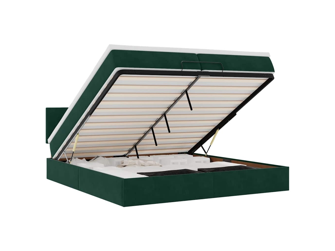 Maison Exclusive - Estructura De Cama Otomana Colchones Terciopelo Verde Oscuro