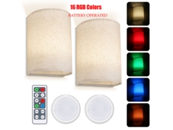 Lámpara de Pared 16 Colores Rgb Regulable Luz de Pared Inalámbrica con Control Remoto a Pilas. MAOYI