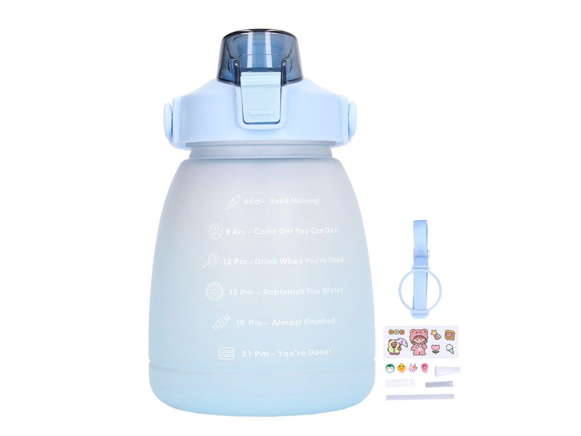 Botella De Água Desportiva Com Canudo E Correia De Ombro Botella De Bicicleta 1400ml Grande Portátil Azul Escuro