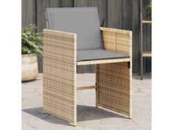 Sillas de jardín con cojines, 4 piezas, mimbre sintético beige mixto, Dkd Home Decor