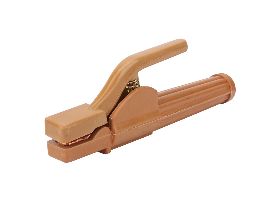 Portaelectrodos aislado de cobre de 800 A para máquina de soldar con diseño ergonómico y resistente al calor.