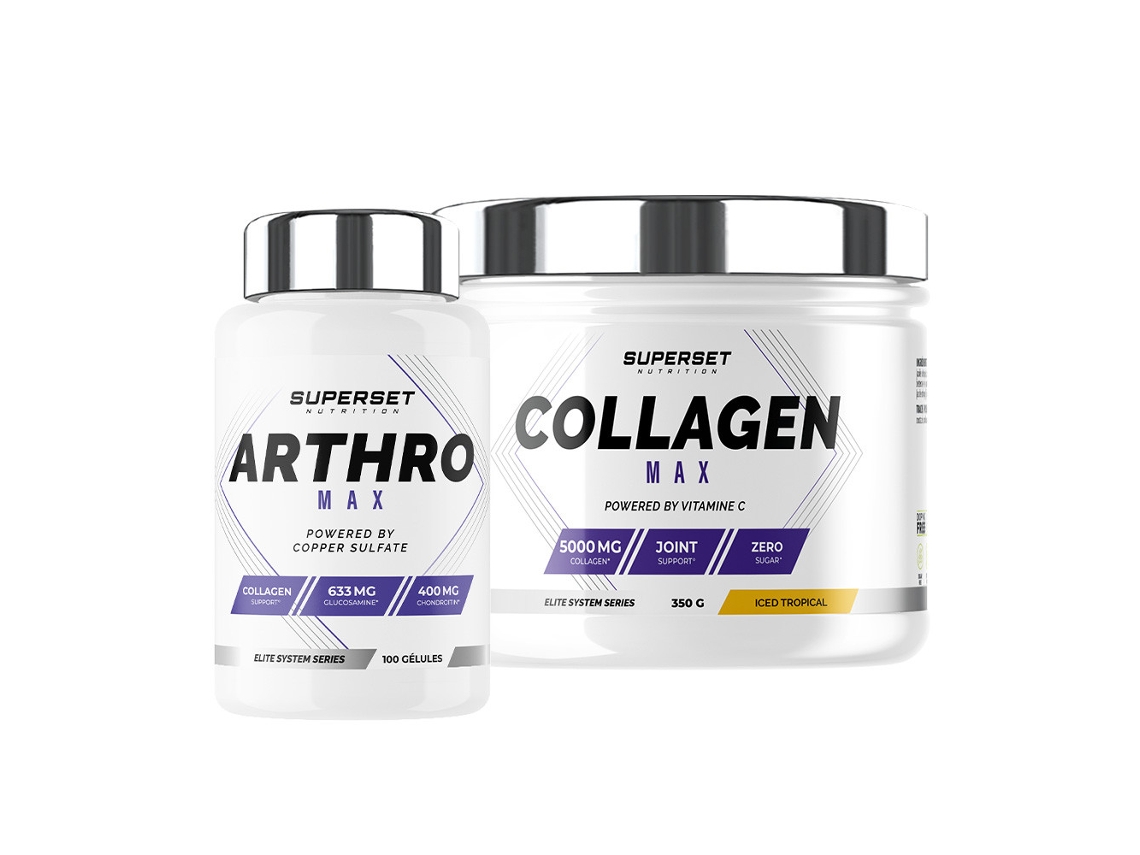 Pack de Movilidad Arthro Max Collagen Max (350 g) Tropical Superset Nutrition (100 cápsulas)