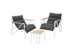 Conjunto De Muebles De Jardín Ml-design, Blanco-gris, 3 Piezas, 2x Sillas Y 1x Mesa
