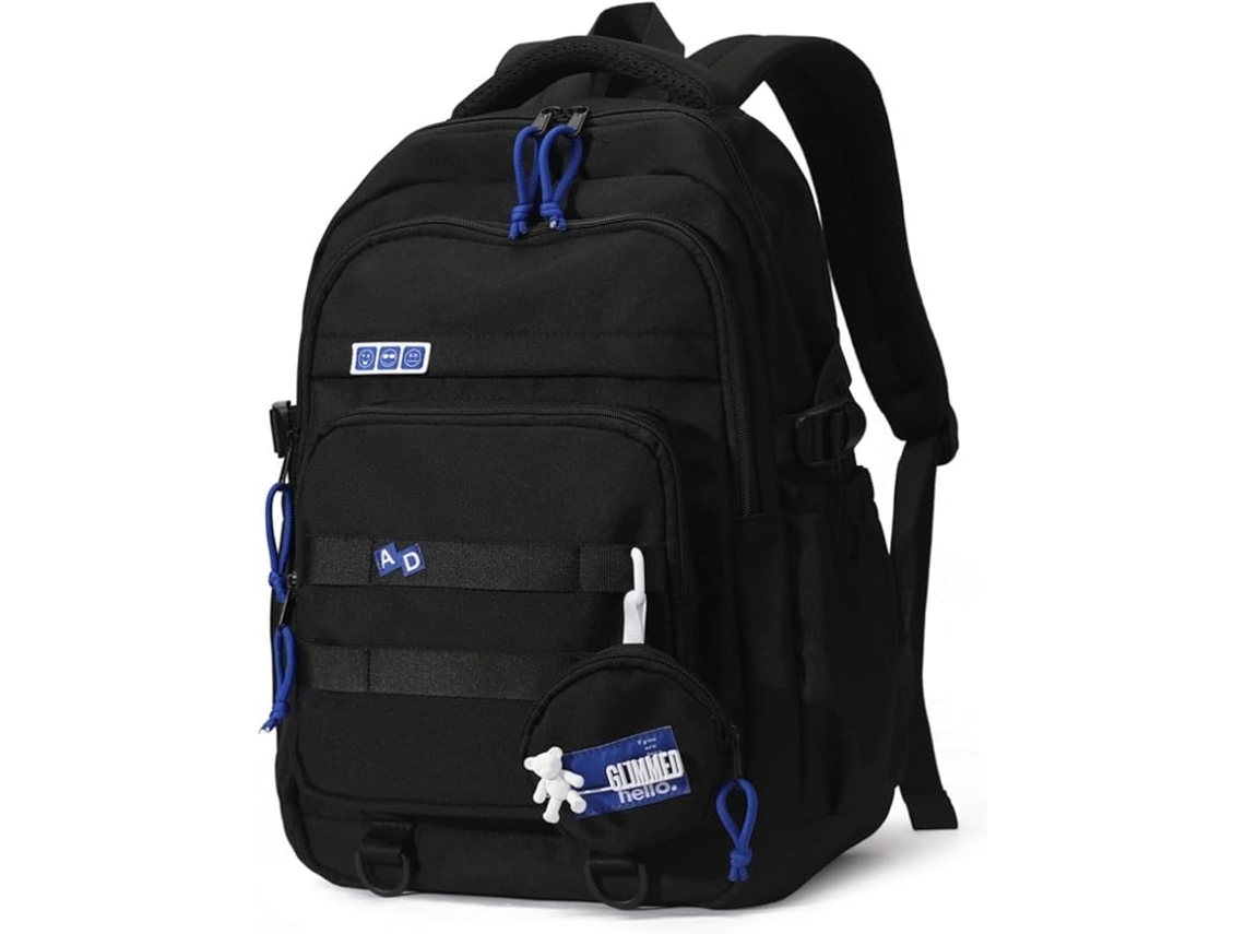 Mochila Escolar Impermeable Ligera Gran Capacidad, Moderna Para Colegio Viaje, Negra