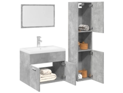 Set Muebles De Baño 2 Uds Madera Contrachapada Gris Hormigón