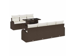 Maison Exclusive - Conjunto De Sofá De Jardín 8 Pcs Marrón Rattan De Poliéster