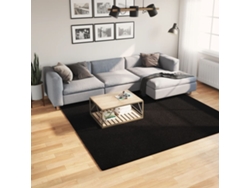 Alfombra De Pelo Corto Suave Lavable Huarte Negro 240x240 Cm