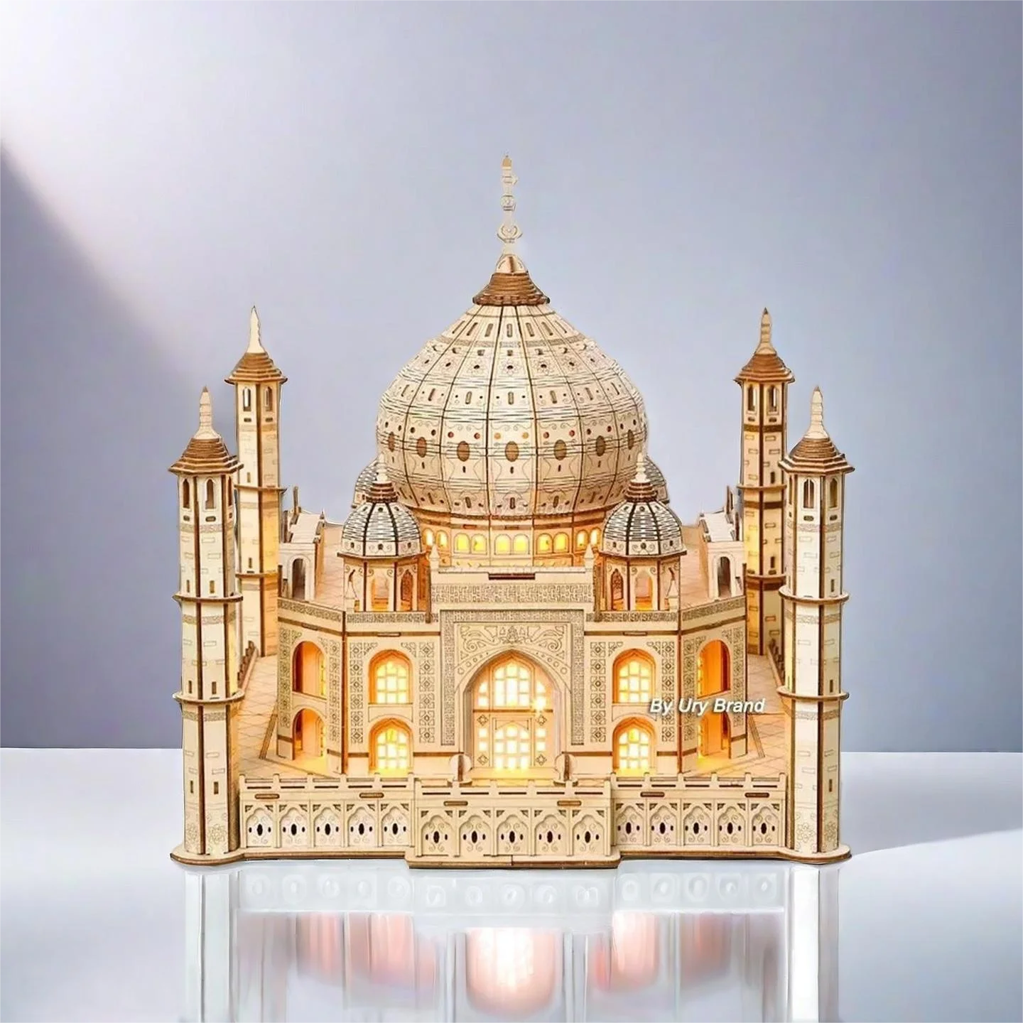 Kit de modelo 3D de madera del Taj Mahal, rompecabezas de palacio y castillo iluminado para armar, MDUG
