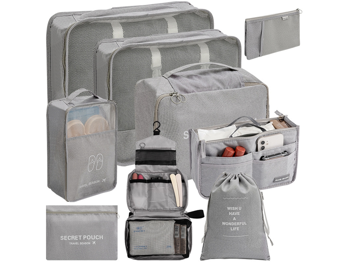 Juego de 9 bolsas organizadoras de equipaje EIFSON (gris)