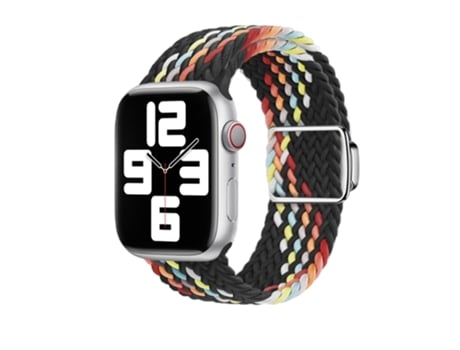Correa de reloj inteligente para Apple Watch Ultra de 49 mm con bucle de nailon y hebilla magnética (arco iris negro)