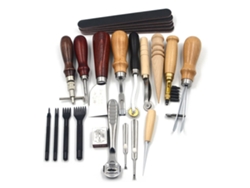 Kit De Costura De Cuero Con 18 Piezas, Herramientas Para Coser A Mano Con Ranuradora Y Punzón.