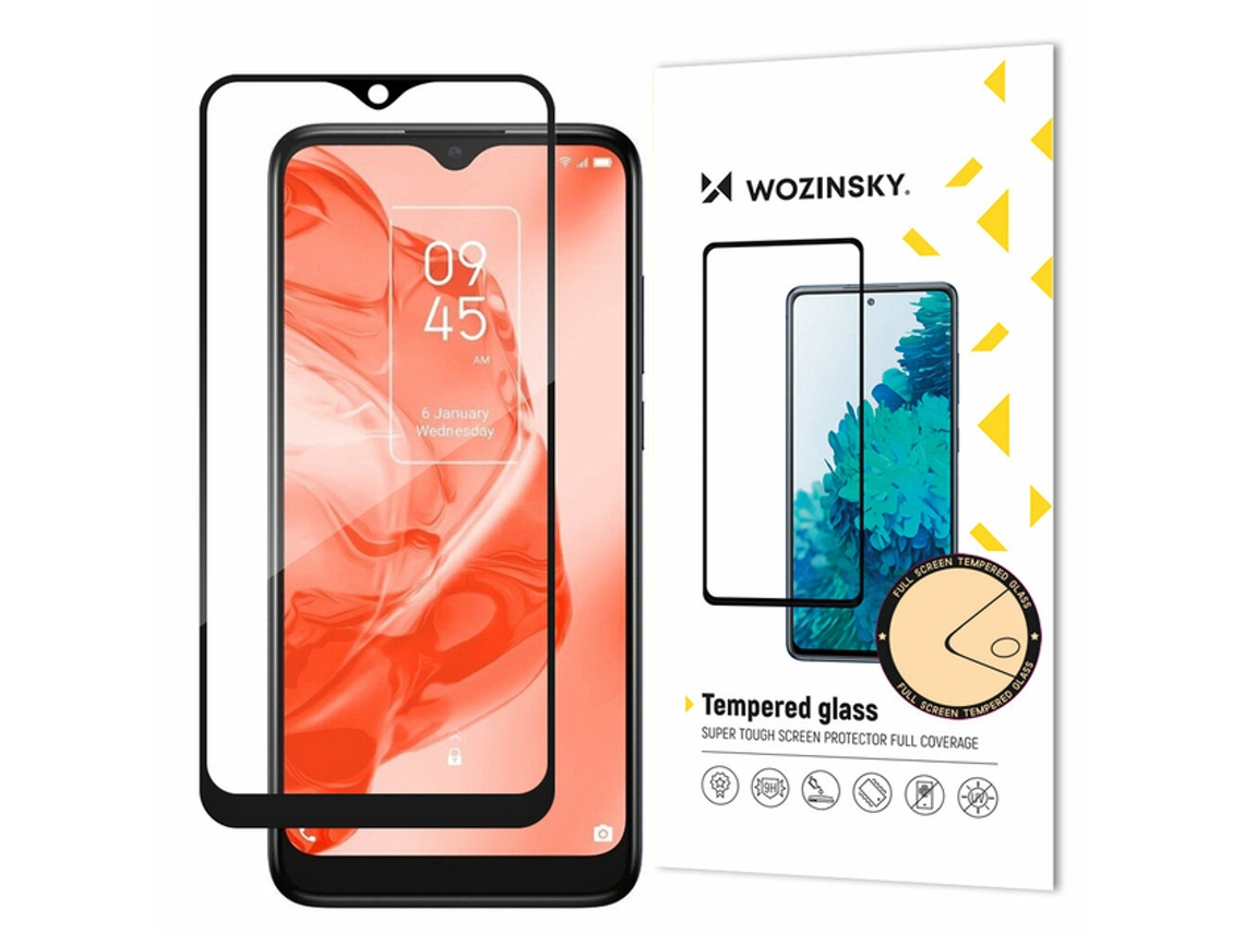 Protector de Pantalla Templado Pegamento Completo Súper Duradero Pantalla Completa para Tcl Tcl 205 WOZINSKY Vidrio Templado Transparente