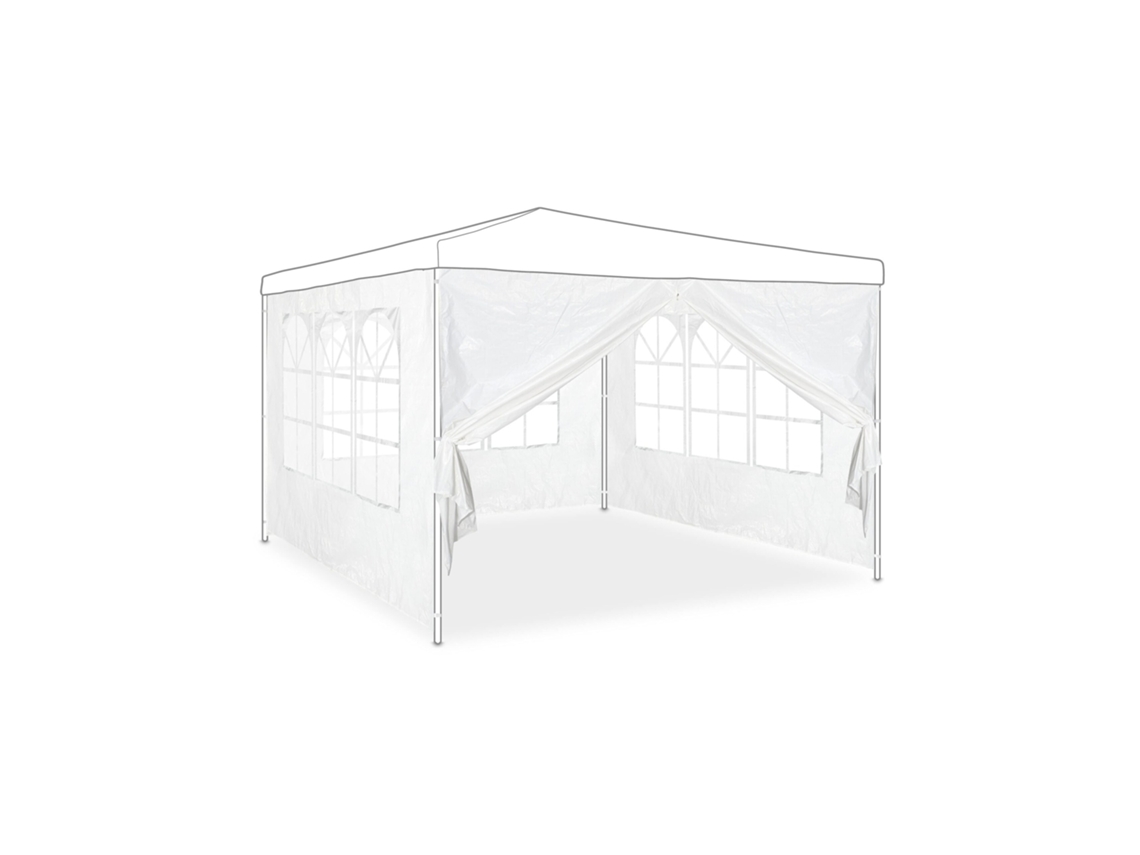 Relaxdays Laterales Carpa, Set De 4, 2x3m, Paredes Cenador, Ventana Y Cremallera, Impermeable, Plástico Pvc Y Pe, Blanco