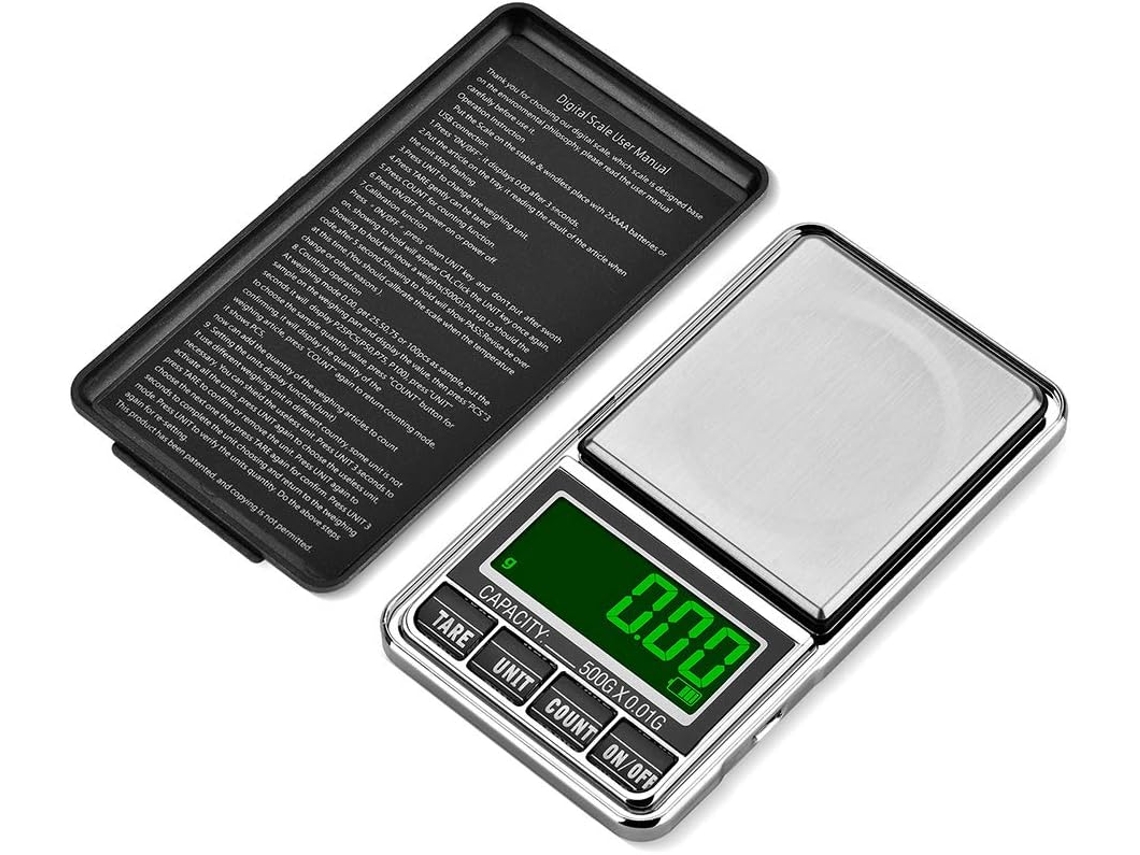 Báscula de alta precisión, mini báscula digital para mediciones precisas, báscula de gramos portátil con pantalla LCD de fácil lectura, ideal para joyería,...