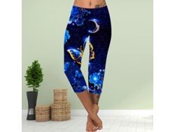 Leggings Cortos De Verano Para Mujer De Talla Grande Con Estampado De Mariposa Y Luna En 3d, Corte Ajustado.