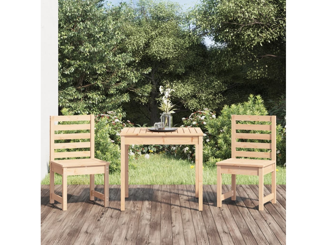 Conjunto de bistró de jardín de 3 piezas en madera maciza de pino DKD Home Decor