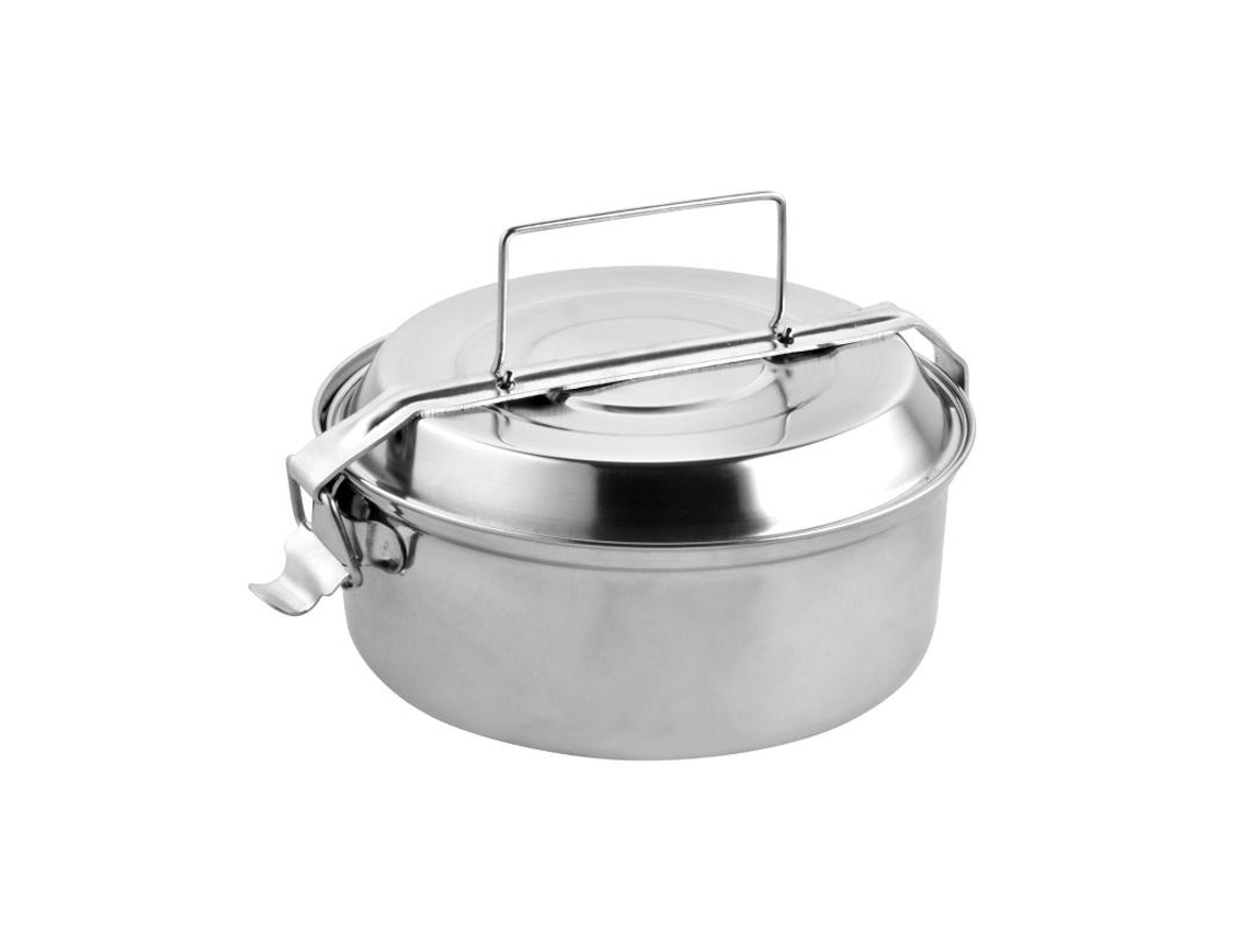 Fiambrera Metalica de Acero Inoxidable Con 2 Platos Ø 16 cm Lunch Box. Fiambrera Metalica. Porta Alimentos Metalico. ORYX