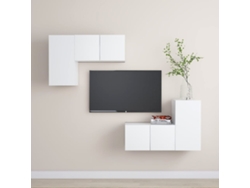 4 Pzs Pack de Muebles de Armario Tv Contrachapado Blanco