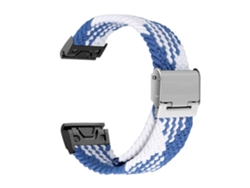 Correa Pulsera Trenzada Flexible para Garmin Tactix Delta Solar Sapphire Edition Azul y Blanco