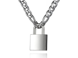 Collares De Candado De Acero Inoxidable Cadena De Candado Para Hombres Mujeres Plata
