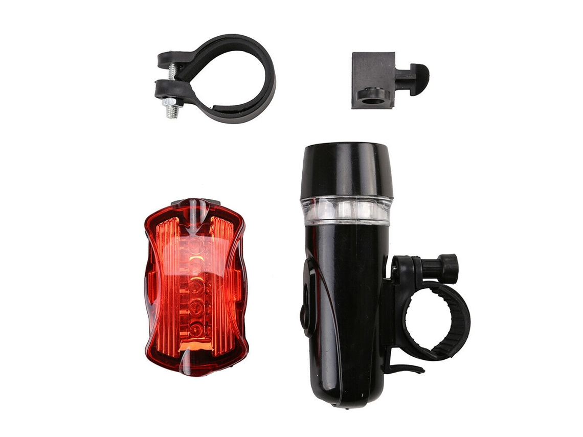 2pcs Kit De Luces Para Bicicleta 5led Con Faro Delantero Y Luz Trasera Y Silla De Fijación