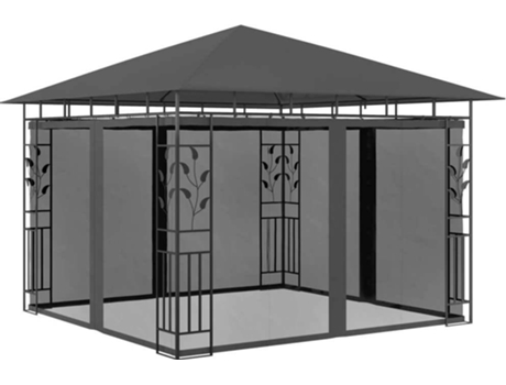 vidaXL Cenador con mosquitera gris antracita 3x3x2,73 m 180 g/m²