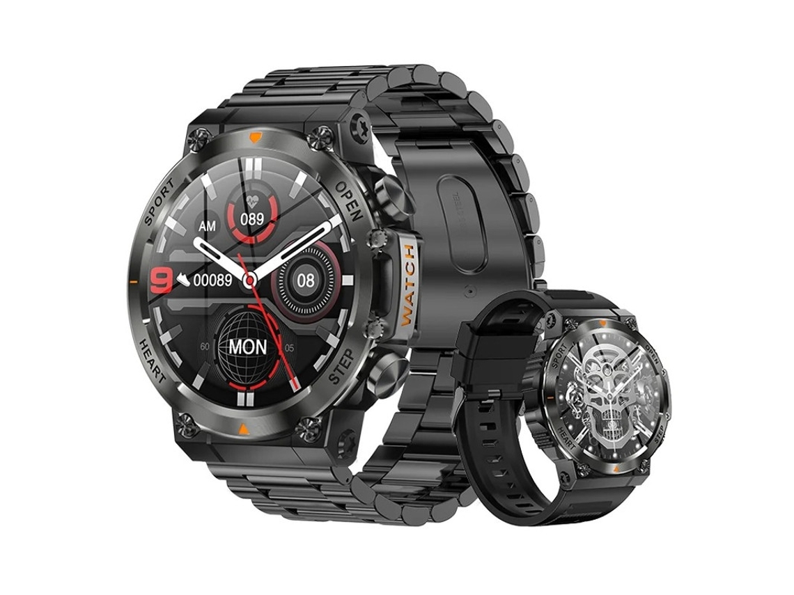 Reloj inteligente Ak61 con batería grande de 400 mAh y Bluetooth, llamadas externas, Bestvite (negro)