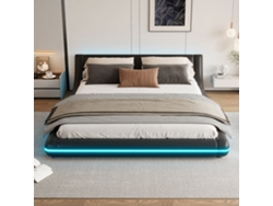 Cama Plana 160x200cm, Led Ambiental (app), Carga 220kg, Sin Colchón, Negra