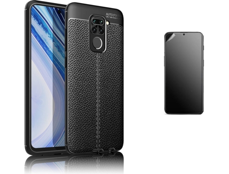 Kit Carcasa y Protector Xiaomi Redmi Note 9 Ultimatte Rugged Leather Negro