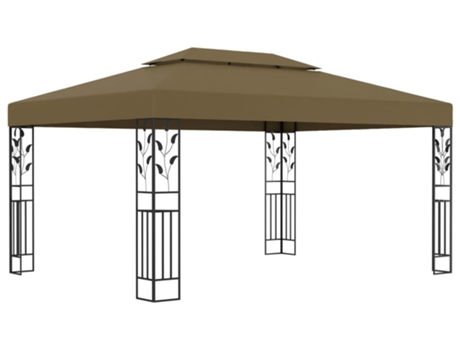 vidaXL Cenador con doble techo gris taupe 3x4m 180 g/m²