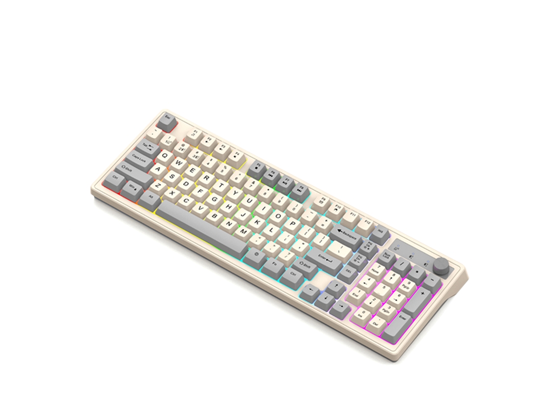 Teclado Mecánico Inalámbrico Bt 2.4g K98 Con 98 Teclas, Retroiluminación Y Carga Recargable Con Mando De Volumen