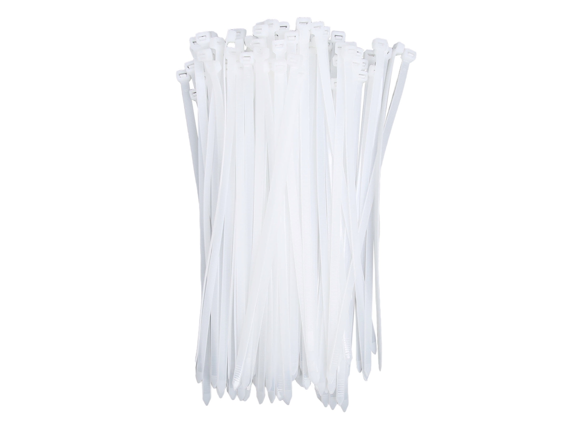 100 clips de nailon para cables, color blanco, 250 lb de resistencia, 300 mm, dorado claro