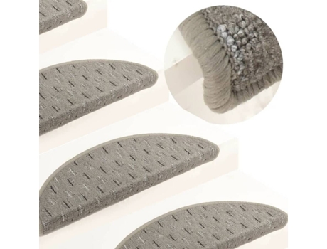 vidaXL Alfombras de peldaños de escalera 15 uds gris 56x17x3 cm