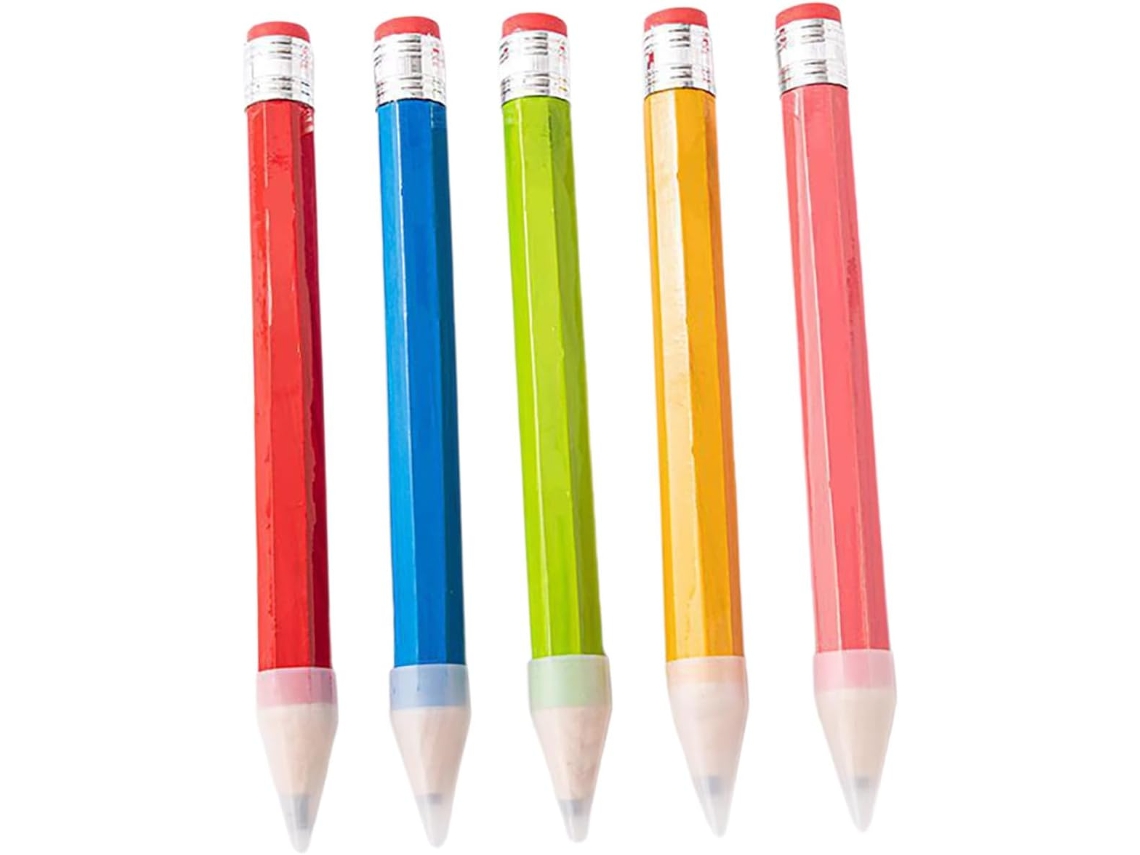 Juego De 5 Lápices De Madera Gigantes, Ideales Para Fiestas, La Escuela Y El Hogar, Con Agarre Ergonómico.